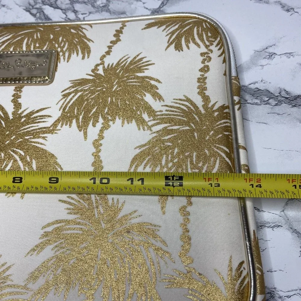 Lilly Pulitzer Gold Palm Tree Print Laptop Sleeve on Cream